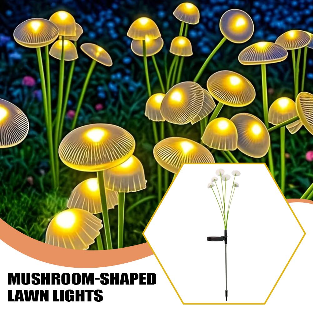 Outdoor Power Plug In - Solar Powered Mushroom Shaped LED Garden