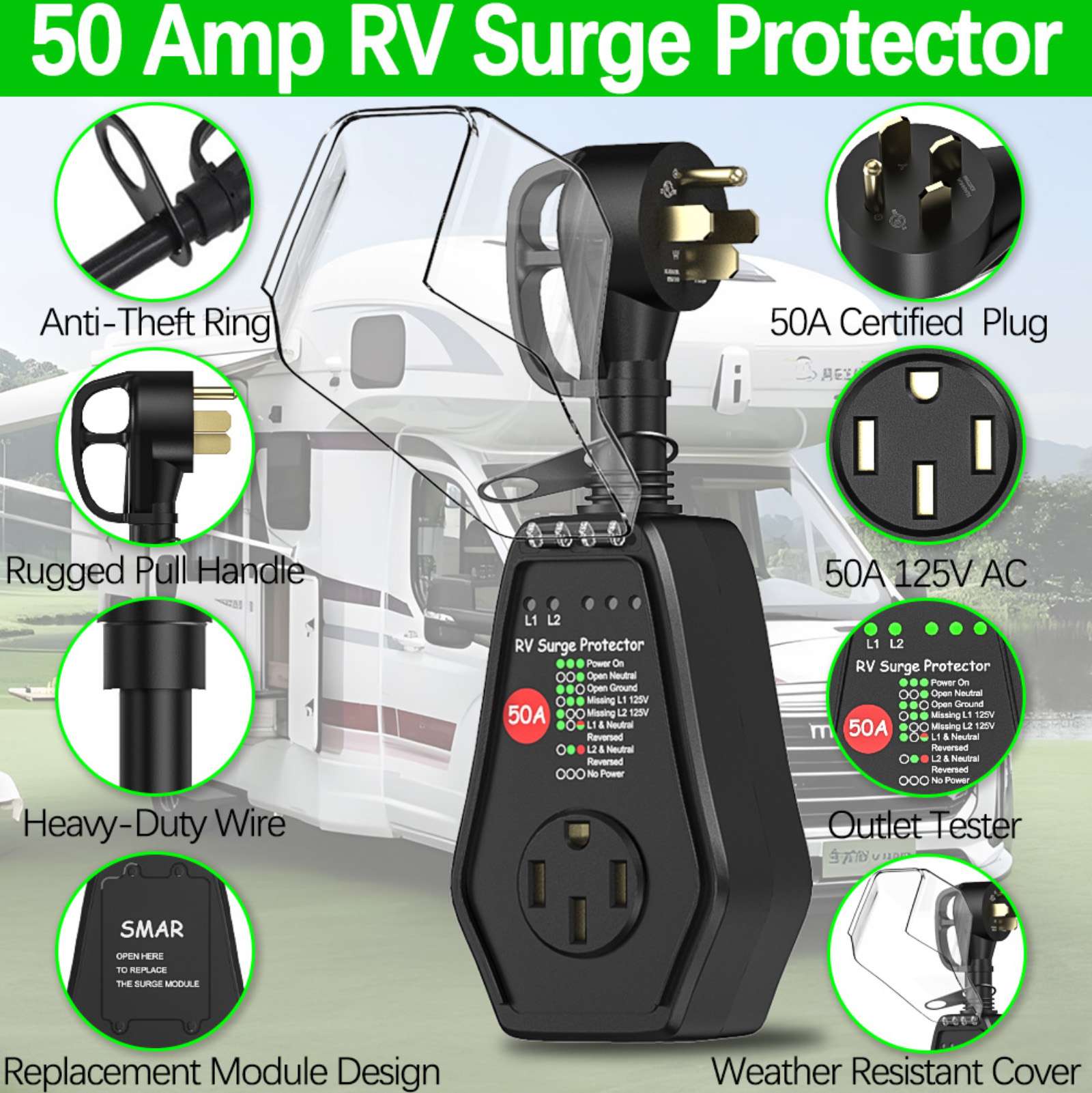 RV Surge Protector 50 Amp Powe – Outdoor Power Plug In recenzja i cena