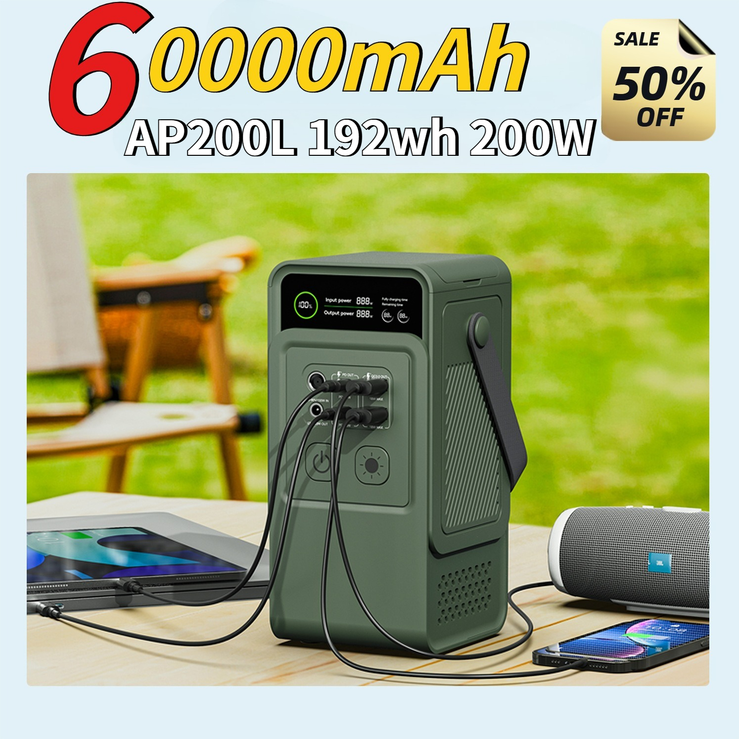 60000mAh 200W 192Wh Camping Po – Outdoor Power Bank recenzja i cena