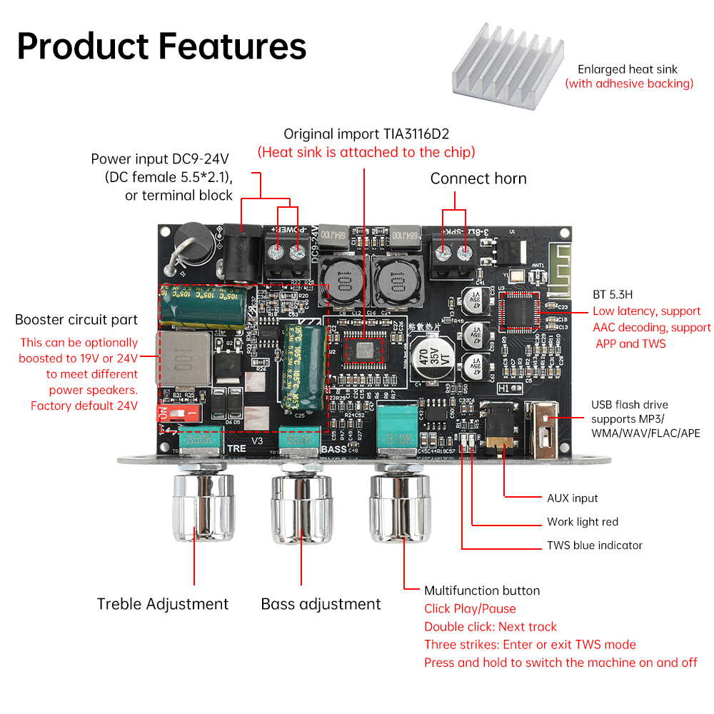 100W Mono Bluetooth 5.3 Amplif – Outdoor Power Module recenzja i cena